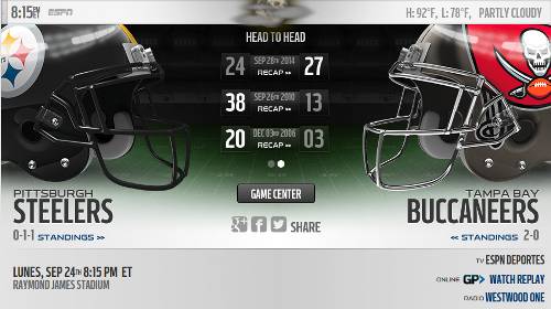 Tampa Bay Buccaneers vs Pittsburgh Steelers EN VIVO Hora, Canal, Dónde ver Semana 3 NFL 2018