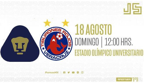 Pumas vs Veracruz EN VIVO Hora, Canal, Dónde ver Jornada 5 Torneo Apertura 2019
