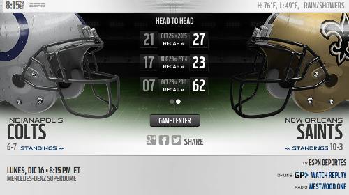 New Orleans Saints vs Indianapolis Colts