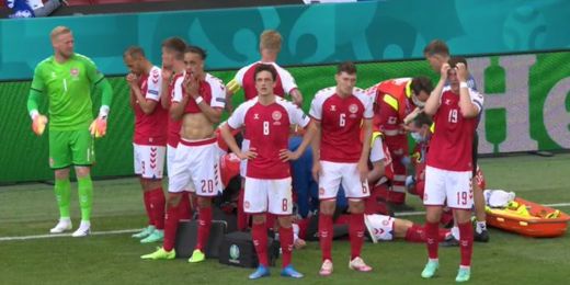 Repetición Christian Eriksen se DESPLOMA Dinamarca vs Finlandia